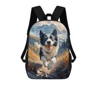 sinyumoney Border Collie Mountain Run 3D Printed 17 Inch School Backpack Casual Children's Backpacks 3D Printed for Boys Elementary And Middle