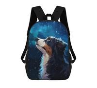 sinyumoney Border Collie Rain Pixel Rucksack Water Resistant School Bag Business Backpack for Men, Women & Teenage Boys 17inch