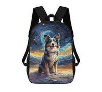 sinyumoney Border Collie Starry Night 3D Printed School Bag Children's School Backpack Schoolbags Travel Backpacks Casual Fashion Bag for Kids School Students 17inch