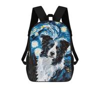 sinyumoney Border Collie Starry Night School Backpack School Bags For Girls Boys Backpack With Pocket Fashion School Bag Kids Backpack 17inch