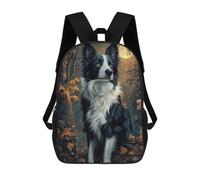 sinyumoney Border Collie Under Moonlight 3D Printed Kids Backpacks Boys Fashion School Bag Travel Backpacks School Bags for Boys Elementary School Students 17inch