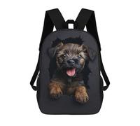 sinyumoney Border Terrier Kids Backpack,School Backpack Kids School Bag 3D Printed Cartoon Large Capacity Backpack for Kids Boys And Girls 17inch