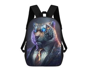 sinyumoney Boss Tiger In Suit Rucksack Large Lightweight Casual Backpack for Campus Outdoor Travel Sports 17inch