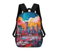 sinyumoney Boston Art Backpacks Children's Backpacks School Bag 3D Printed Children's School Backpack Fashion Travel Backpacks for Kids Elementary Middle School 17inch