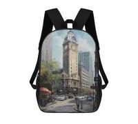 sinyumoney Boston Art USA 3D Printed Children's School Backpack for Kids High Capacity Travel Rucksacks Book Bags Kids School Bag Back Pack 17inch