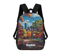sinyumoney Boston Skyline Autumn Backpacks Kids Student Schoolbag,3D Printed Backpacks,Elementary And Middle School Students Backpacks for Boys Girls 17inch