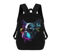 sinyumoney Boston Terrier Backpack, Children's Backpack, Student School Bag Bookbag Rucksack, 3D Printed School Bag for Boys Girls 17inch