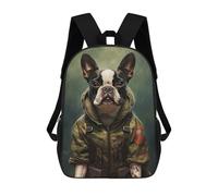 sinyumoney Boston Terrier Camo Jacket Backpack School Bag Water Resistant Travel Backpack Computer Bag for Camping Outdoor Adventures And Daily Travel 17inch