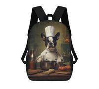 sinyumoney Boston Terrier Chef Backpack School Bag Business Durable Laptop Bag for Campus Outdoor Travel Sports 17inch