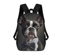 sinyumoney Boston Terrier Dog Backpack Cartoon Plush Bag, 3D Backpack for Kids School Bag Birthday Gift Idea for Boys And Girls 17inch