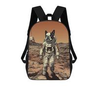 sinyumoney Boston Terrier Dog On Mars Rucksack Water Resistant Travel Backpack Computer Bag for School/Work/Travel 17inch