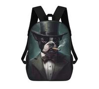 sinyumoney Boston Terrier Gangster Backpack School Bag Water Resistant Travel Backpack Computer Bag for Camping Outdoor Adventures And Daily Travel 17inch