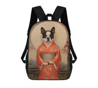 sinyumoney Boston Terrier Geisha Backpack School Bag Secondary Causal Travel High School Bags for Camping Outdoor Adventures And Daily Travel 17inch