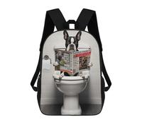sinyumoney Boston Terrier on Toilet School Backpack Work Laptop Backpack Rucksack Bag for Teenage Girls Boys Women Men 17inch