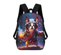sinyumoney Boston Terrier Puppy Backpacks Kids Student Schoolbag,3D Printed Backpacks,Elementary And Middle School Students Backpacks for Boys Girls 17inch