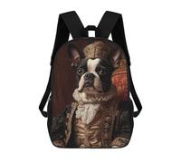 sinyumoney Boston Terrier Renaissance Noble Regal Dog Portrait Backpacks Kids School Backpack School Bag 3D Printed School Bag for Boys Elementary And Middle School Students 17inch