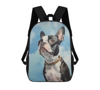 sinyumoney Boston Terrier School Backpack Large School Backpack for Boys for Campus Outdoor Travel Sports 17inch