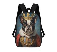 sinyumoney Boston Terrier The King School Bags Water Resistant Travel Backpack Computer Bag for Teenage Girls Boys Women Men 17inch
