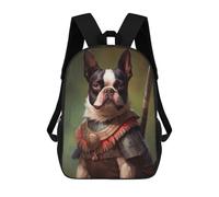 sinyumoney Boston Terrier Viking Rucksack Secondary Causal Travel High School Bags for Boys/Girls/Teenagers 17inch