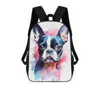 sinyumoney Boston Terrier Watercolor School Backpack Water Resistant Travel Backpack Computer Bag for School/Work/Travel 17inch