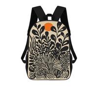 sinyumoney Botanical Illustration with Orange Sun 17 Inch Backpack School Bag Rucksack for Girls Boys Large Capacity Kids Back Pack Lightweight School Bags for Children Students