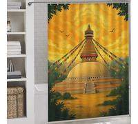 sinyumoney Boudhanath Stupa in Kathmandu Modern Polyester Water Repellent with Hooks Waterproof Fabric Shower Curtain Anti Mould for Home Bathroom Toile Hotel Decor 64.17x70.87Inch（163x180cm）