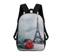 sinyumoney Bouquet for Parisian Women Children's Backpack, 3D Printed School Backpack, Backpack for Boys Girls, Adjustable School Bag for Primary School 17inch