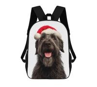 sinyumoney Bouvier Des Flandres Dog with Santa Hat Children's School Backpack 3D Printed for Kids Travel Rucksacks Book Bags for Boys Elementary School Students 17inch