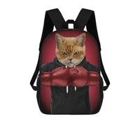 sinyumoney Boxer Cat Casual Daypack Backpacks School Bag for Girls Boys High College Teens Knapsack Men Women Travel Laptop Rucksack College Bookbag 17inch
