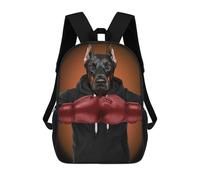 sinyumoney Boxer Doberman Backpack with Pocket 3D Printed Backpacks, Travel Rucksacks Book Bags Kids School Bag 17inch