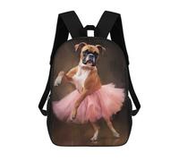 sinyumoney Boxer Dog Ballerina Backpack School Bag Water Resistant Travel Backpack Computer Bag for Camping Outdoor Adventures And Daily Travel 17inch