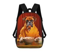 sinyumoney Boxer Dog in Robe Eating Rucksack Lightweight Casual Daypack School Backpacks for Teenage Girls Boys Women Men 17inch
