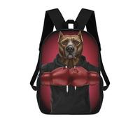 sinyumoney Boxer Pit Bull Terrier Backpacks Children's Backpacks School Bag 3D Printed Children's School Backpack Fashion Travel Backpacks for Kids Elementary Middle School 17inch