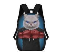 sinyumoney Boxer White Cat School Backpack Lightweight Casual Daypack School Backpacks for Boys/Girls/Teenagers 17inch