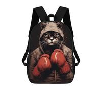 sinyumoney Boxing Cat with Gloves Backpack School Bag Travel College Rucksack Backpacks for Boys/Girls/Teenagers 17inch