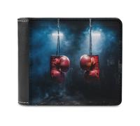 sinyumoney Boxing Gloves in Spotlight 3D Print PU Leather Wallet Multiple Slots Banknote Compartments Stylish Durable Men's Wallets Gifts 11.7cm*9.5cm