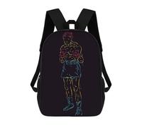 sinyumoney Boxing Line Pop Art Backpacks Kids School Backpack School Bag 3D Printed Fashion School Bags for Boys Elementary And Middle School Students 17inch