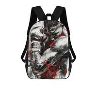 sinyumoney Boxing Red White Black Kids School Backpack School Bag 3D Printed School Bag for Boys Elementary And Middle School Students 17inch