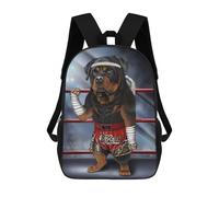 sinyumoney Boxing Rottweiler Art Print Backpack School Bag Daypacks Business Backpack Water Resistant Bookbag for Men/Women 17inch
