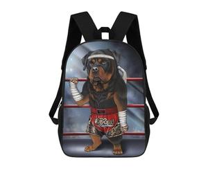 sinyumoney Boxing Rottweiler Art Print Backpack School Bag Daypacks Business Backpack Water Resistant Bookbag for Men/Women 17inch