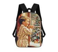 sinyumoney Boy Gazing at Christmas Tree Children's Backpacks School Backpack 3D Printed Backpack for Kids Travel Rucksacks Book Bags Kids School Bag 17inch
