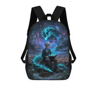 sinyumoney Boy Reading with Dragon Spirit Backpack School Bag Daypacks Business Backpack Water Resistant Bookbag for Men/Women 17inch