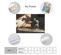 sinyumoney Boy Riding Bicycle Scaring Birds Art Work for Home Walls for Toilet Bathroom Decor Grey Wall Art 16x24inch(40x60cm)