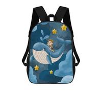sinyumoney Boy Riding Whale in Sky Backpack School Bag High Secondary School Bags Casual Backpack for Campus Outdoor Travel Sports 17inch