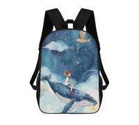 sinyumoney Boy Riding Whale Starry Sky School Backpack 3D Printed School Bags Boys Girls Laptop Backpack for Kids/Students/Adults 17inch
