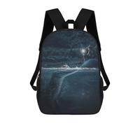 sinyumoney Boy with Lantern Meets Crocodile School Backpack 3D Printed School Bags Boys Girls Laptop Backpack for Kids/Students/Adults 17inch