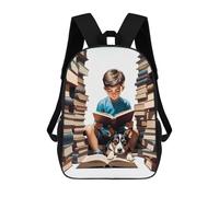 sinyumoney Boy with The Dog Backpack School Bag Water Resistant School Bag Business Backpack - Perfect for Travel, Work And Daily Use 17inch