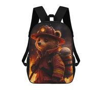 sinyumoney Brave Firefighter Bear School Bag 3D Printed 17inch Backpacks Fashion Kids School Backpack Rucksacks for Boys Elementary And Middle School Students