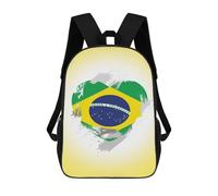 sinyumoney Brazil Flag 3D Printed Kids School Bag Rucksacks Children's School Fashion Casual Back Pack High Capacity Travel Book Bags Backpack for Kids 17inch