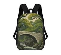sinyumoney Bridge Japanese Painting Backpack School Bag Lightweight Schoolbag Dayback Bookbag College for Girl, Teen Girls 17inch